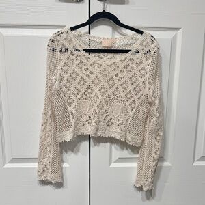 Cream Lace Cropped Top